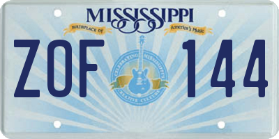MS license plate ZOF144