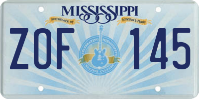 MS license plate ZOF145