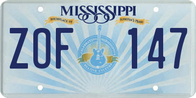 MS license plate ZOF147