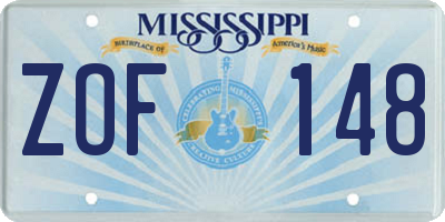 MS license plate ZOF148