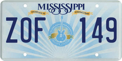 MS license plate ZOF149