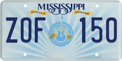 MS license plate ZOF150