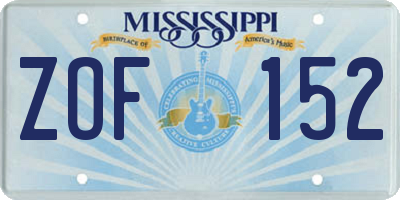MS license plate ZOF152