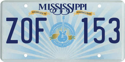 MS license plate ZOF153