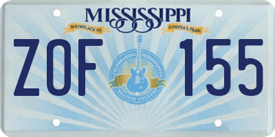 MS license plate ZOF155