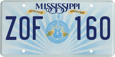 MS license plate ZOF160
