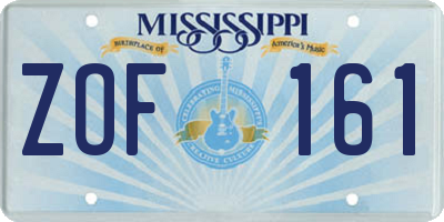 MS license plate ZOF161