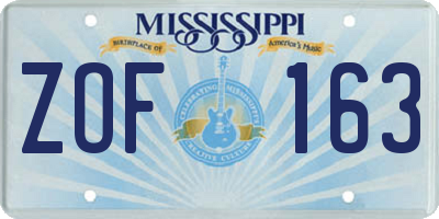 MS license plate ZOF163