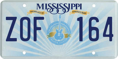 MS license plate ZOF164