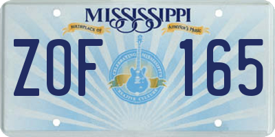 MS license plate ZOF165