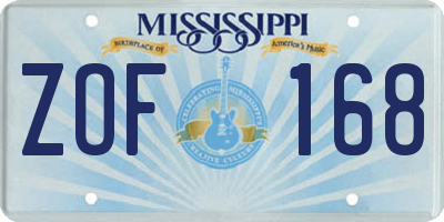 MS license plate ZOF168