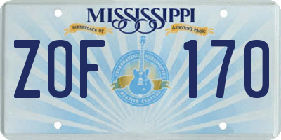 MS license plate ZOF170
