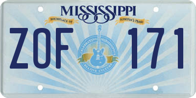 MS license plate ZOF171