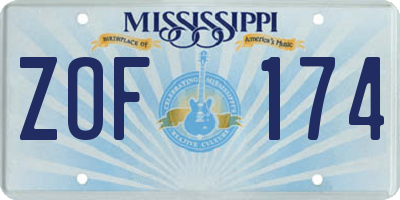 MS license plate ZOF174