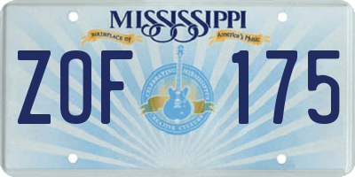 MS license plate ZOF175