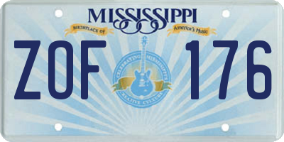 MS license plate ZOF176