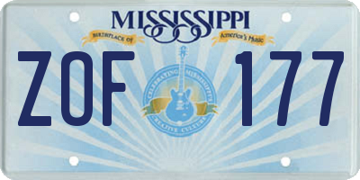 MS license plate ZOF177