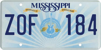 MS license plate ZOF184