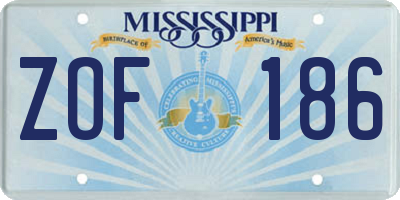 MS license plate ZOF186