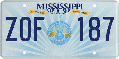 MS license plate ZOF187