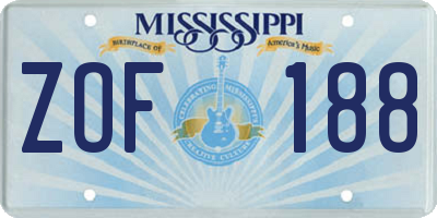MS license plate ZOF188