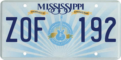 MS license plate ZOF192