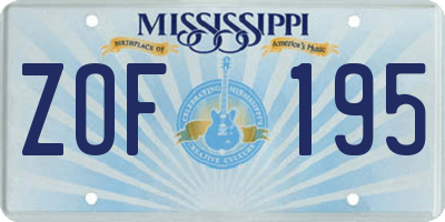MS license plate ZOF195