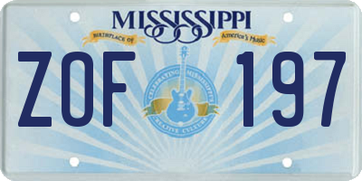 MS license plate ZOF197