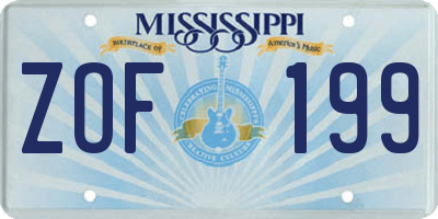 MS license plate ZOF199