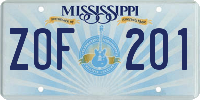 MS license plate ZOF201