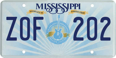 MS license plate ZOF202
