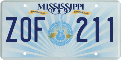 MS license plate ZOF211