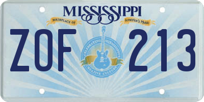 MS license plate ZOF213