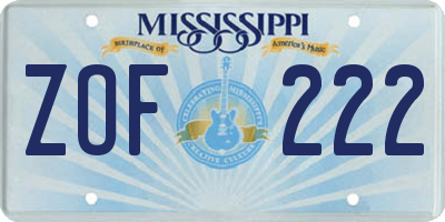 MS license plate ZOF222