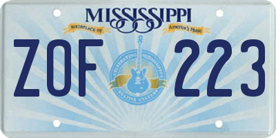 MS license plate ZOF223