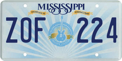 MS license plate ZOF224