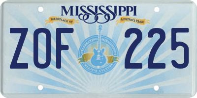 MS license plate ZOF225