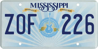 MS license plate ZOF226