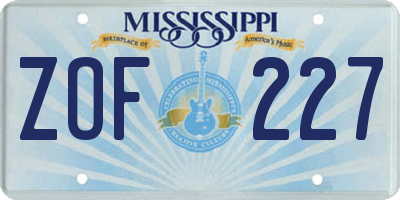 MS license plate ZOF227