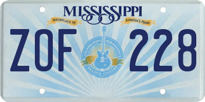 MS license plate ZOF228