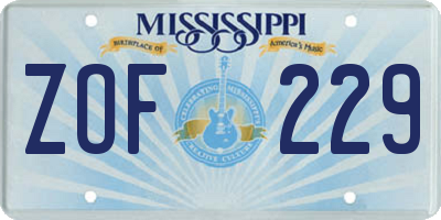 MS license plate ZOF229