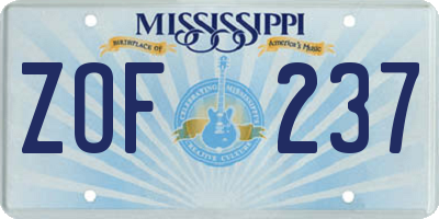 MS license plate ZOF237