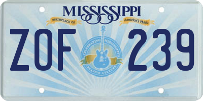MS license plate ZOF239