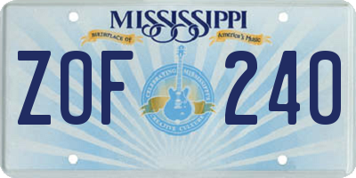 MS license plate ZOF240