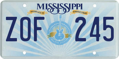 MS license plate ZOF245