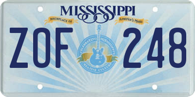 MS license plate ZOF248