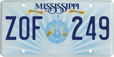 MS license plate ZOF249