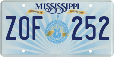 MS license plate ZOF252