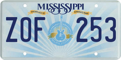 MS license plate ZOF253