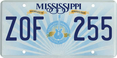 MS license plate ZOF255
